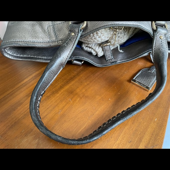 Cole Haan tote hobo metallic pewter blue interior - Picture 7 of 8